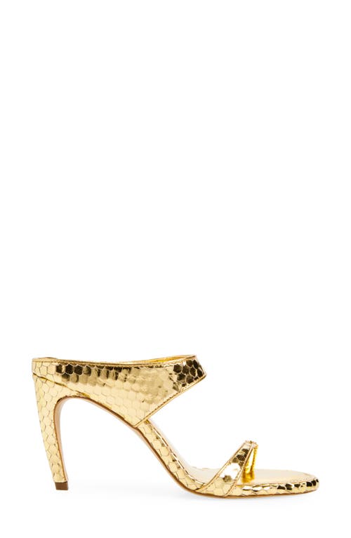 Vince Camuto Brisa Lizard Embossed Mule Sandal In Gold