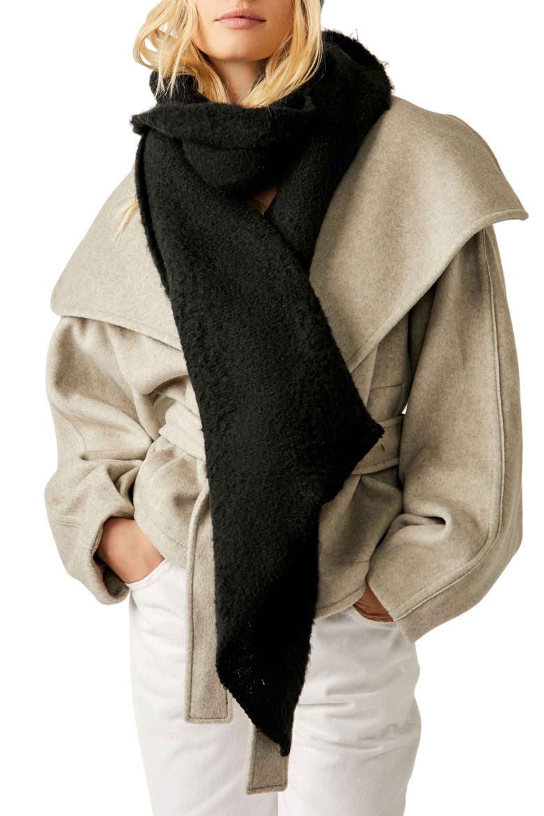 Rangeley Bouclé Knit Scarf, Main, color, BLACK