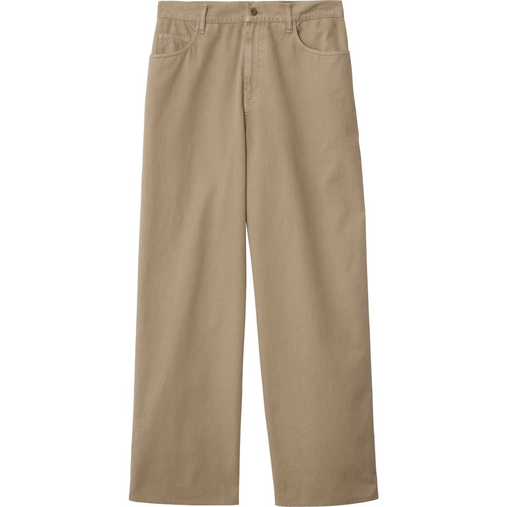 Burberry Men's Washed Twill Trousers In Quill