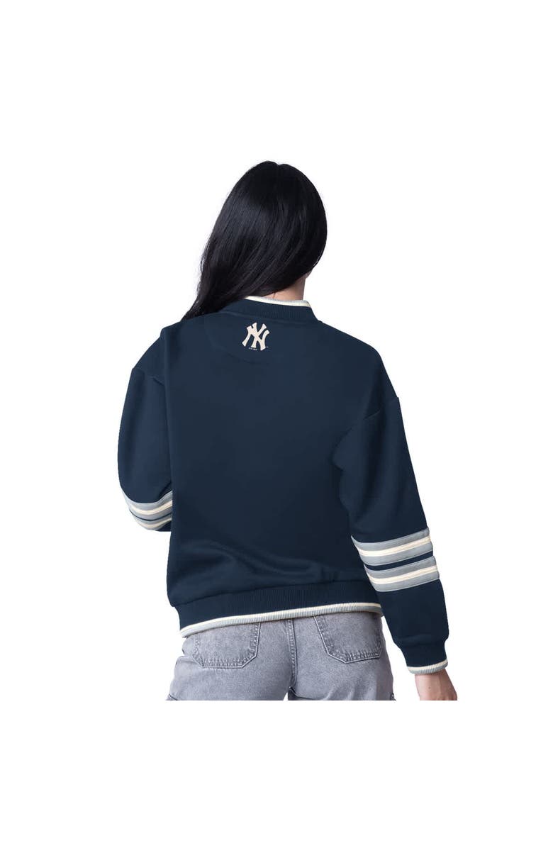 STARTER Women's Starter Navy New York Yankees Wild Card Oversized Pullover Sweatshirt, Alternate, color, 
