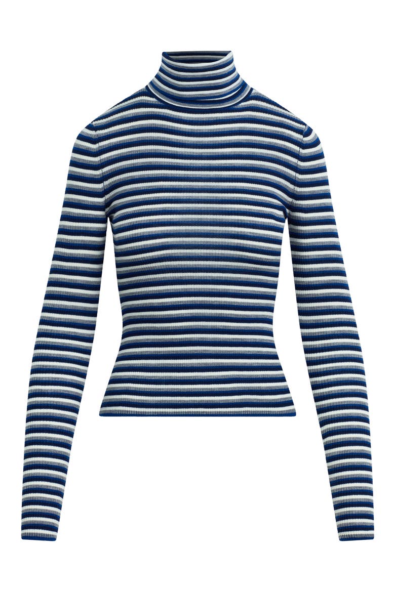 Amelia Rib Merino Wool Turtleneck Top, Alternate, color, COBALT MINI STRIPE