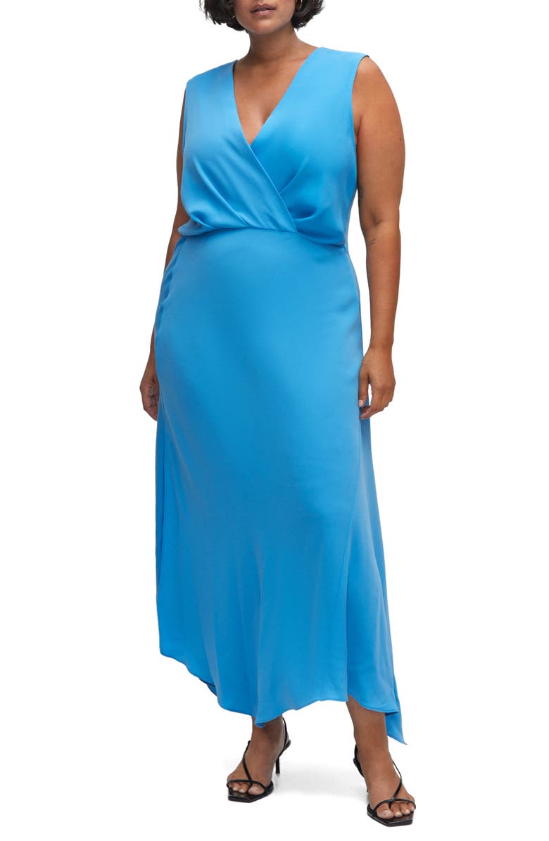 MANGO Surplice Neck Sleeveless Midi Dress, Alternate, color,