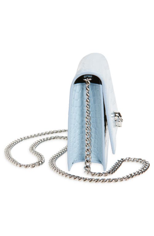 Alexander Mcqueen Mini Skull Croc-embossed Crossbody Bag In Shirting Blue