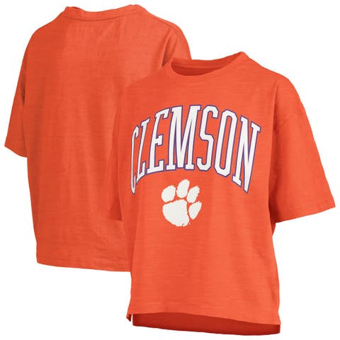 Women's Pressbox Orange Clemson Tigers Nelson Arch Over Logo Waist Length Oversized Slub T-Shirt