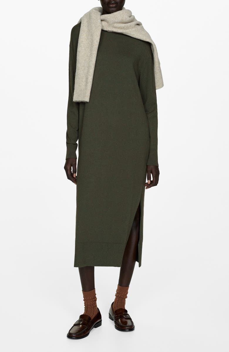 MANGO Mock Neck Long Sleeve Sweater Dress, Main, color, 