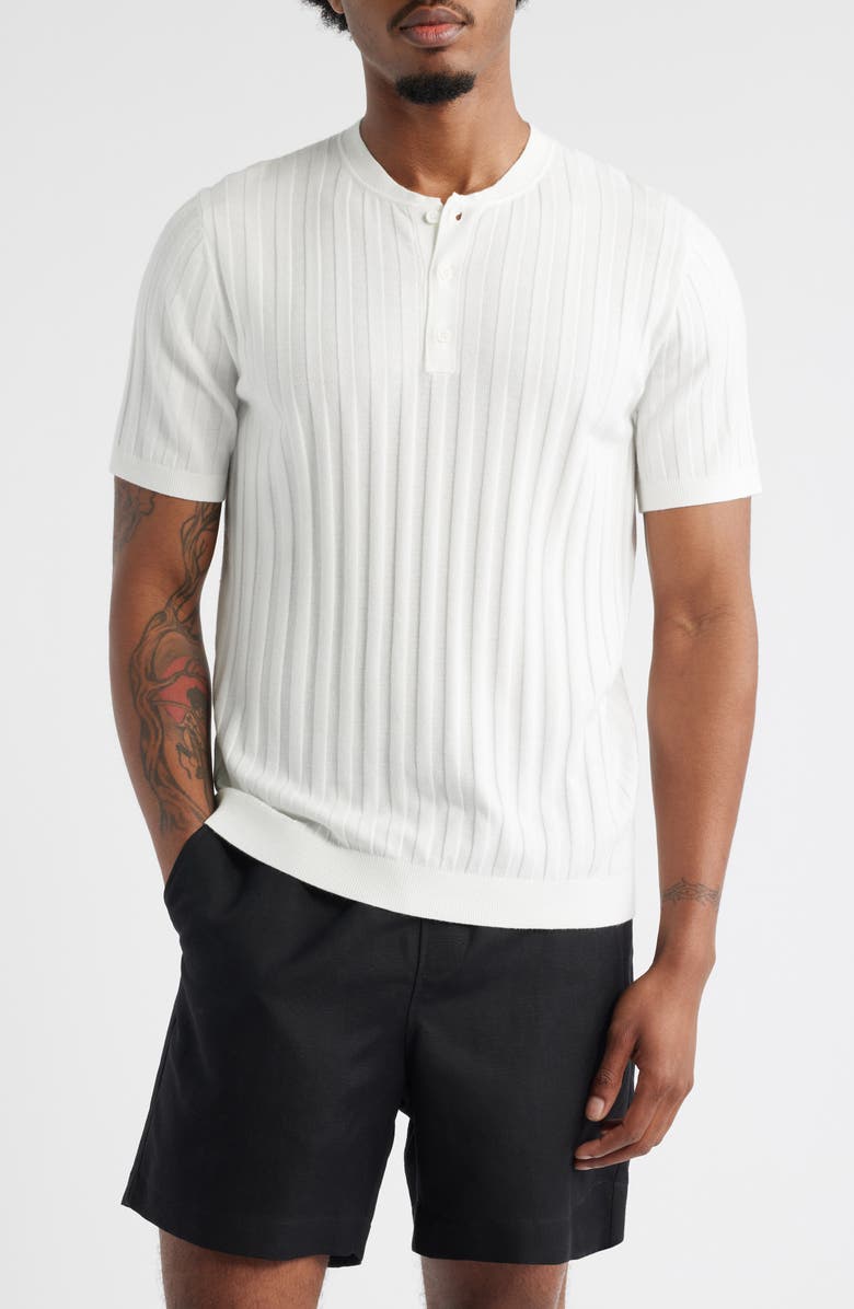 Open Edit Short Sleeve Henley Sweater, Main, color, White