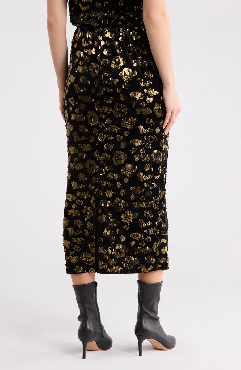 T Tahari Sequin Pull-On Midi Skirt, Alternate, color, Black/ Gold Sequins