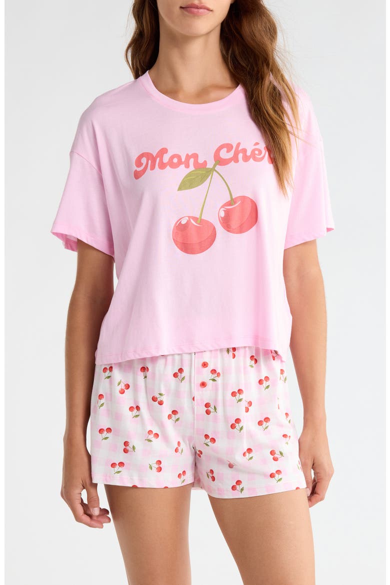 T-Shirt & Boxers Jersey Short Pajamas, Main, color, PINK