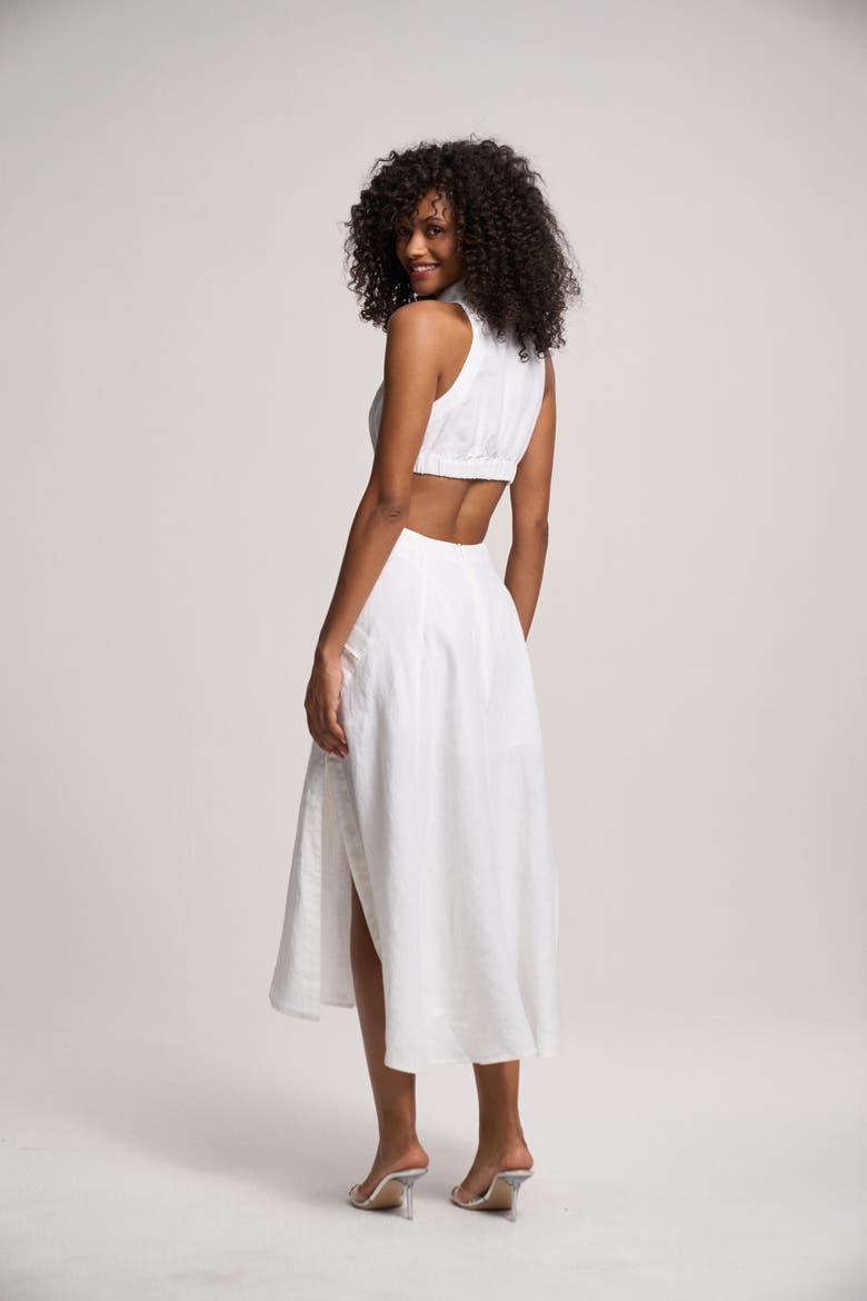 Fiona Dress in Linen, Alternate, color, White