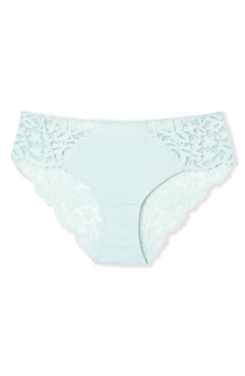 Etam Lengende Lace Trim Panties, Alternate, color, Blue Green