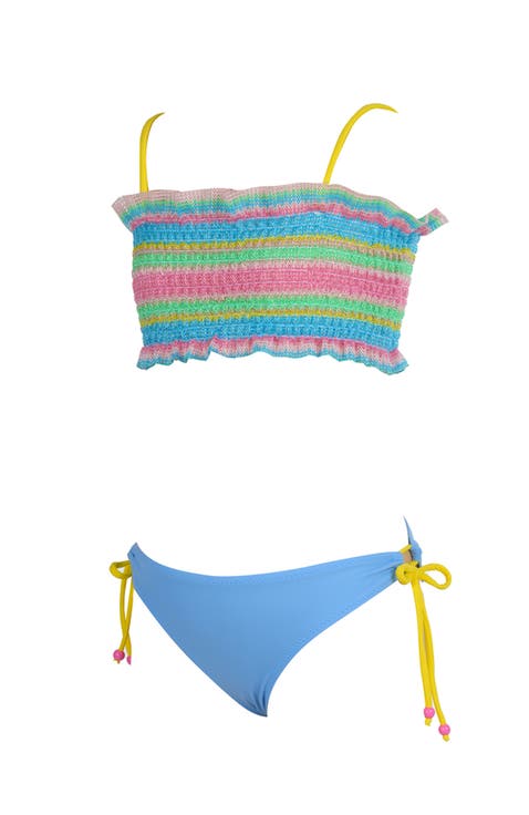 Rainbow Stripe Bandeau Side-Tie Bottoms Two-Piece Bikini