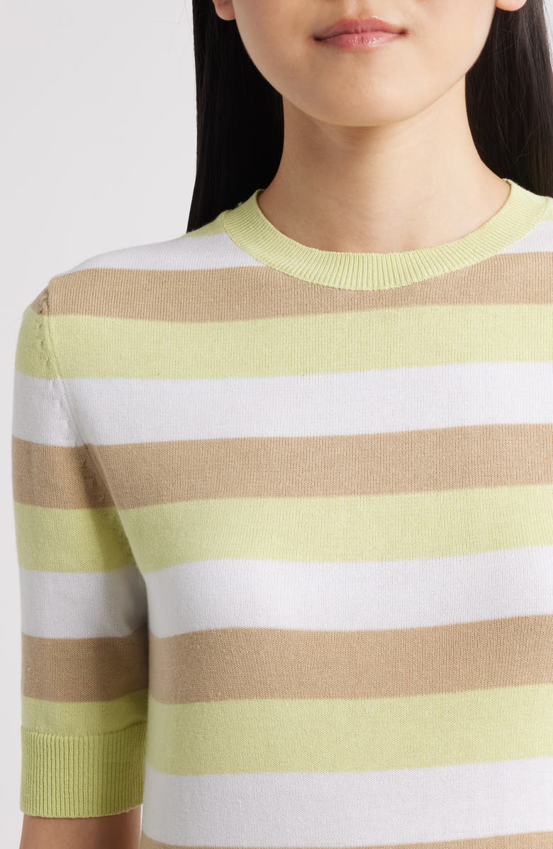 BOSS Facuba Stripe Cotton Blend Sweater, Alternate, color, Pale Lime Stripe Combo