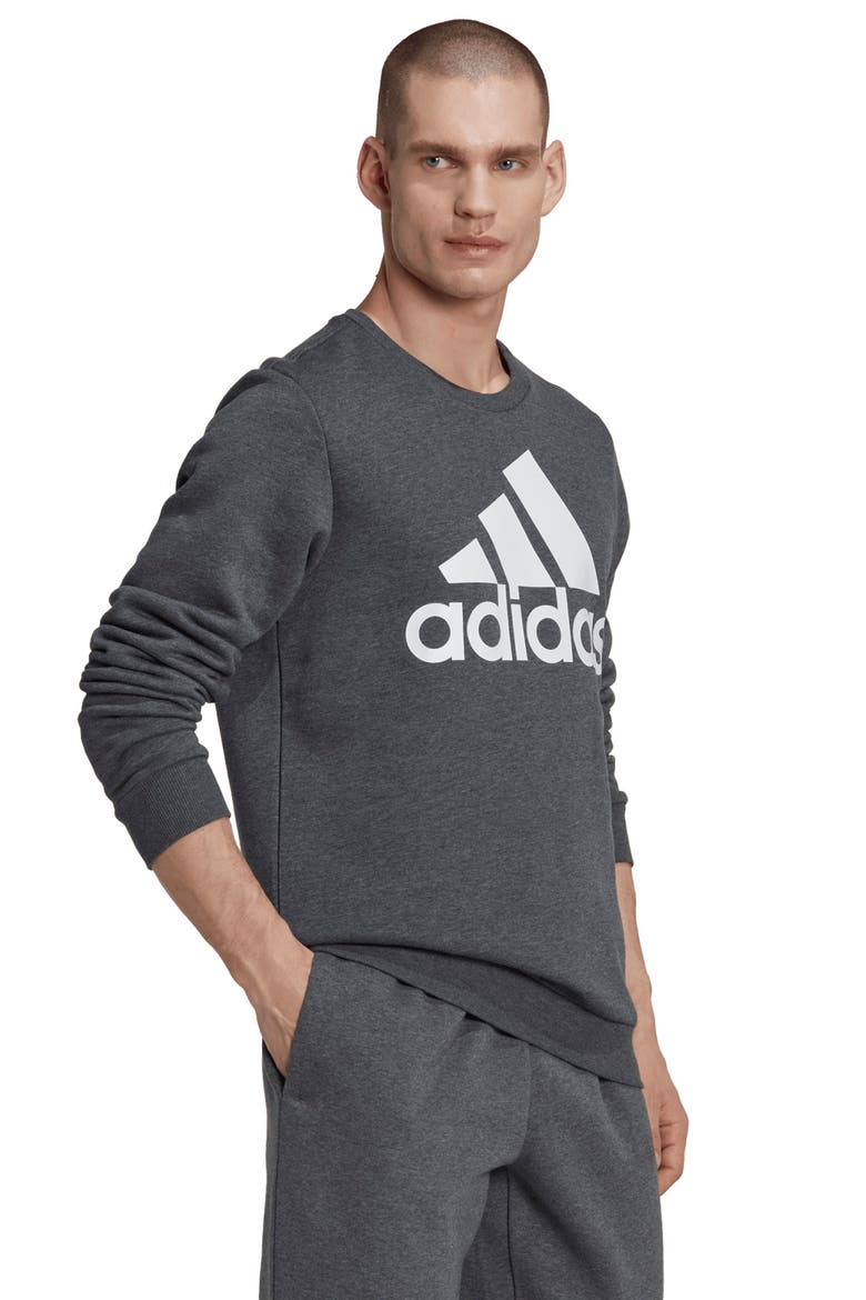 Essentials Crew Neck Sweatshirt, Alternate, color, DARK GREY HEATHER/ WHITE