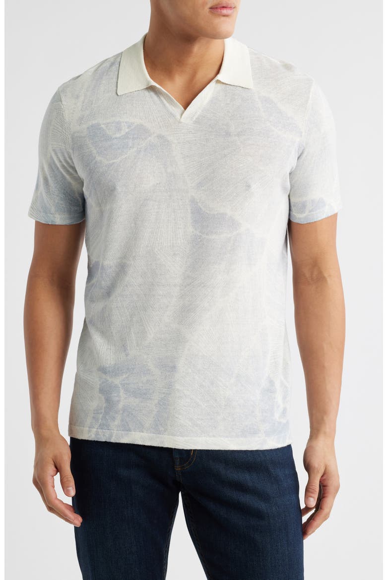 Asher Print Linen Blend Polo Shirt, Main, color, GREY