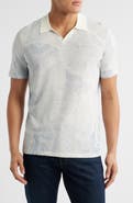 Robert Barakett Asher Print Linen Blend Polo Shirt
