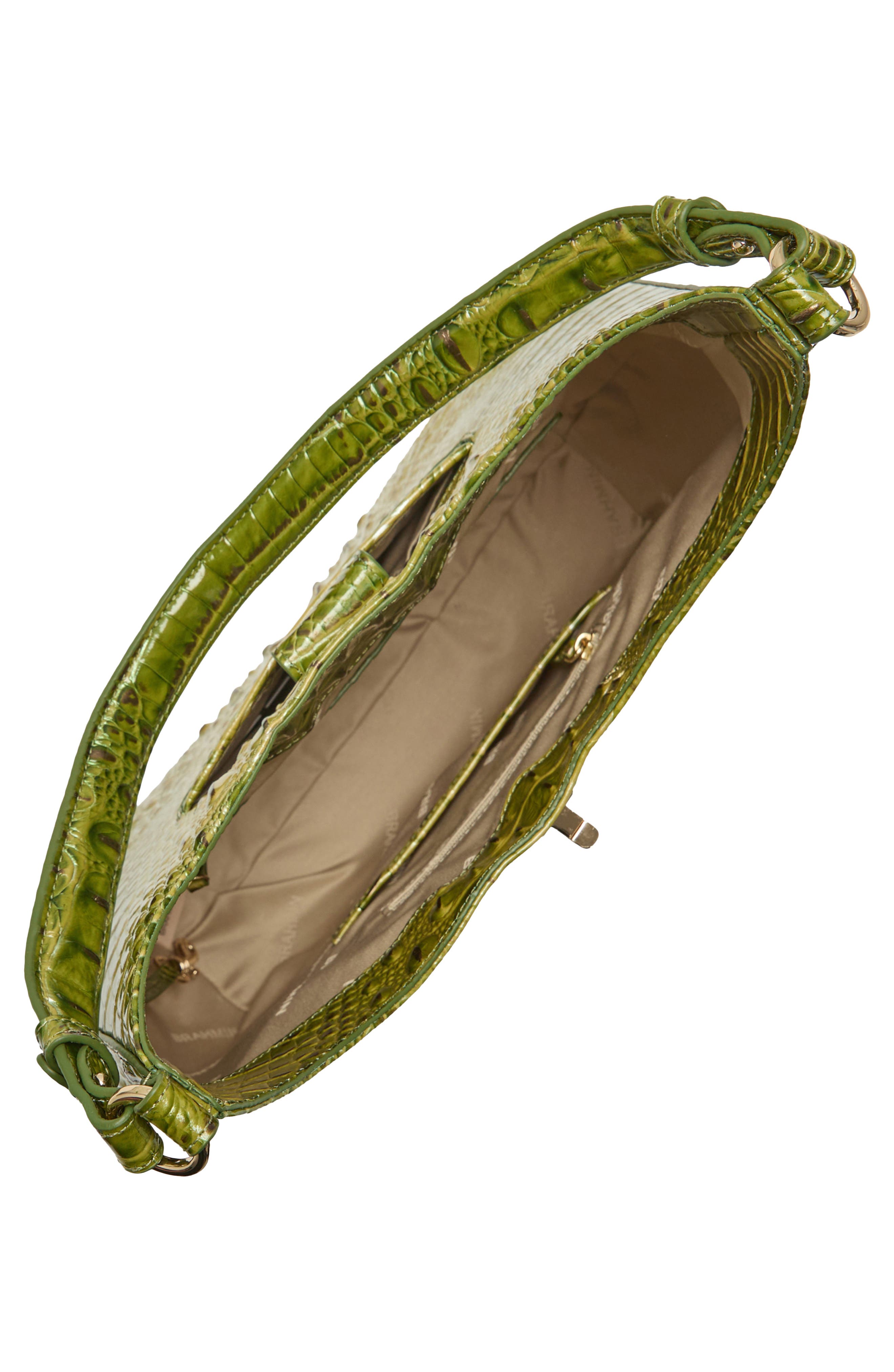 Brahmin Fallon Croc Embossed Leather Shoulder Bag, Alternate, color, Olive