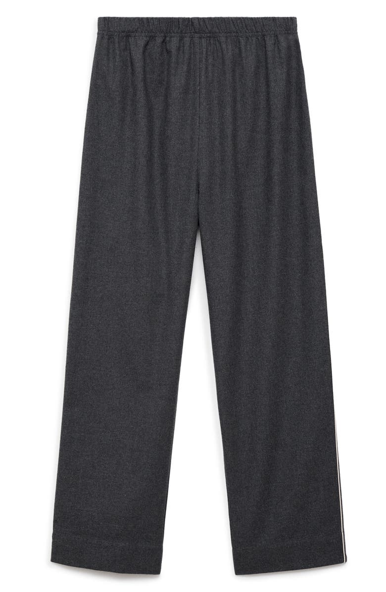 MANGO Cotton Flannel Pajama Pants, Main, color, Charcoal