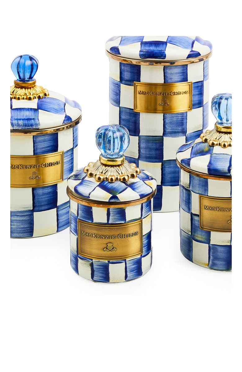 MACKENZIE CHILDS Royal Check Demi Enameled Steel Canister, Alternate, color, 