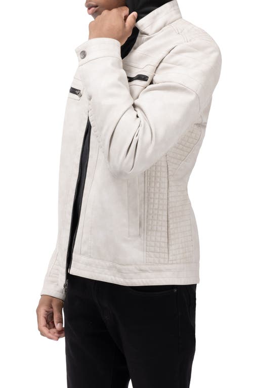 X-ray Xray Faux Shearling Lined Faux Leather Racing Jacket In Stone
