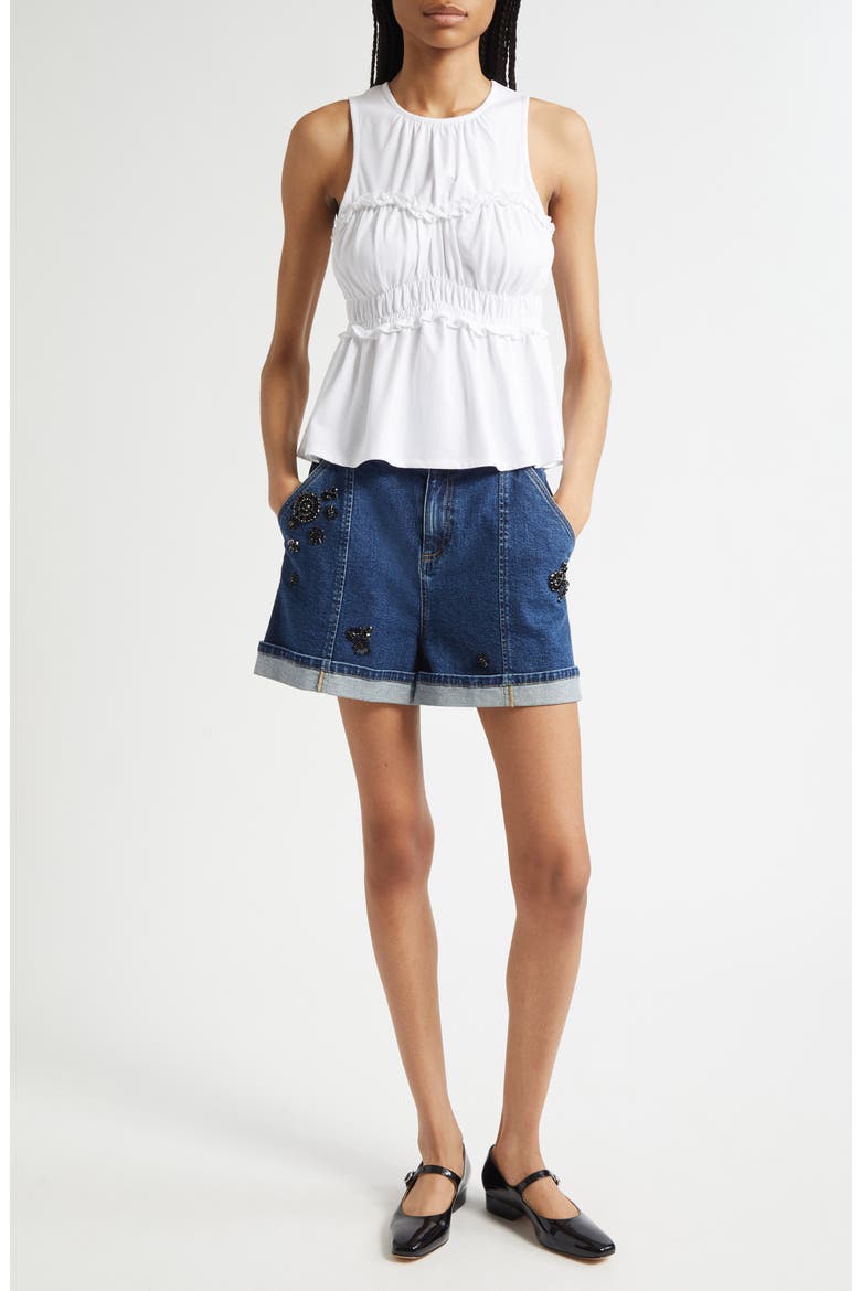 Pania Smocked Ruffle Sleeveless Top, Alternate, color, WHITE