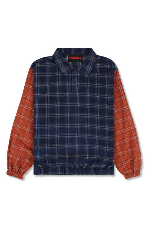 Colorblock Check Cotton Corduroy Shirt