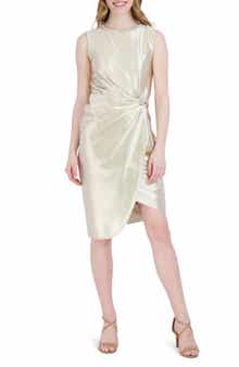 Julia Jordan Knot Waist Sleeveless Satin Dress