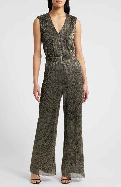 Metallic V-Neck Jumpsuit