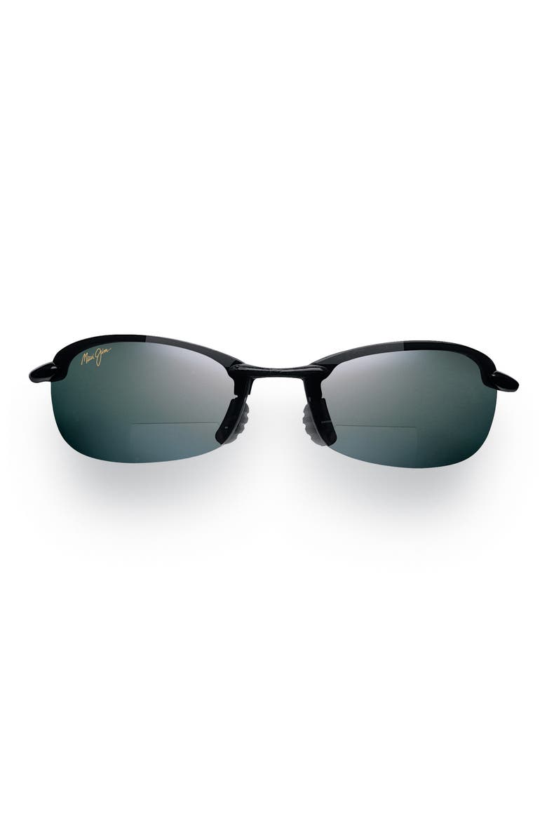 Makaha 64mm Polarized Oversize Round Sunglasses, Alternate, color, GLOSS BLACK