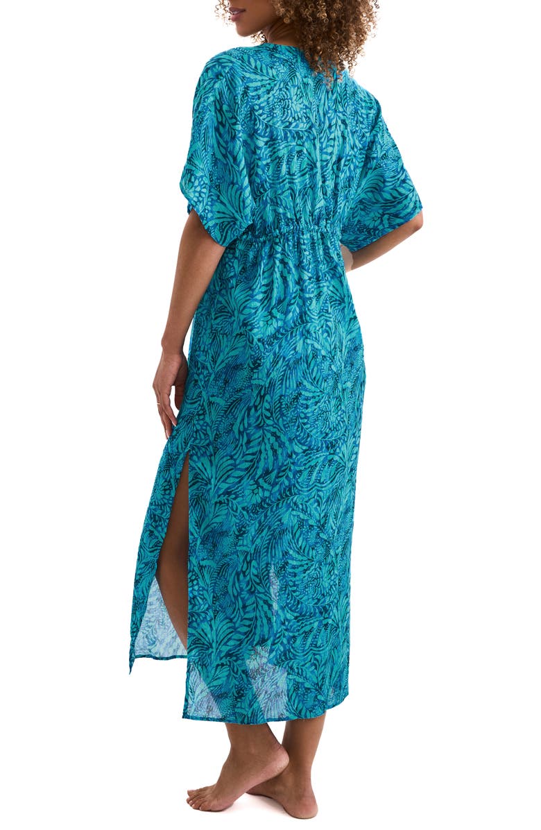 Mimi Flamingo Dylan Midi Cotton Cover-Up Caftan, Alternate, color, Flora
