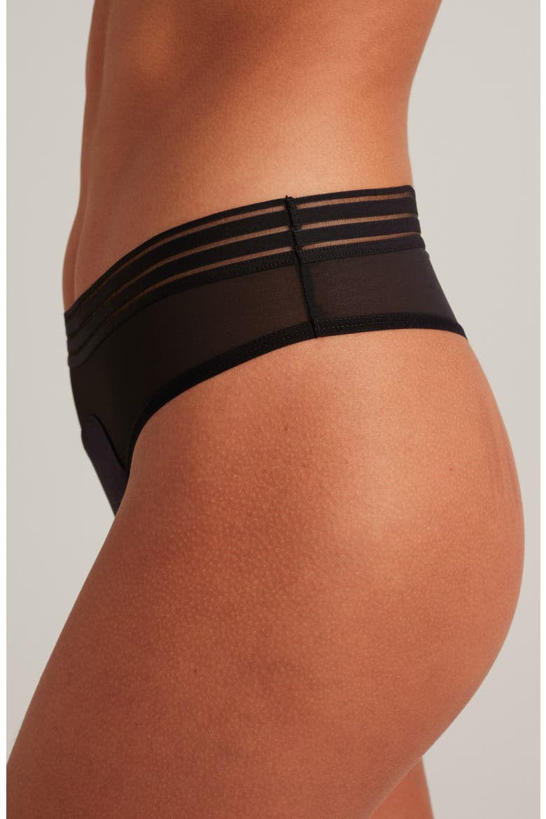 Period & Leakproof Light Absorbency Mesh Thong, Alternate, color, BLACK
