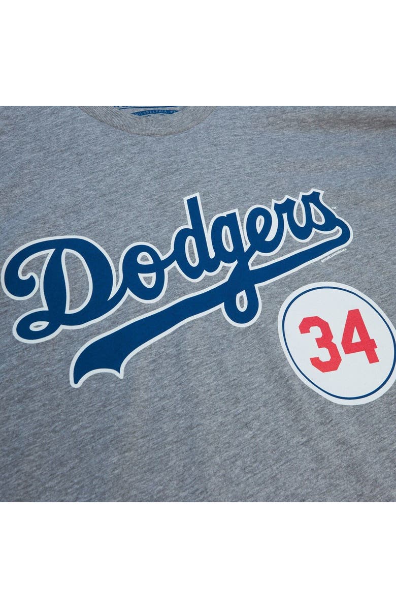 Mitchell & Ness Men's Mitchell & Ness Fernando Valenzuela Heather Gray Los Angeles Dodgers Retired Number T-Shirt, Alternate, color,