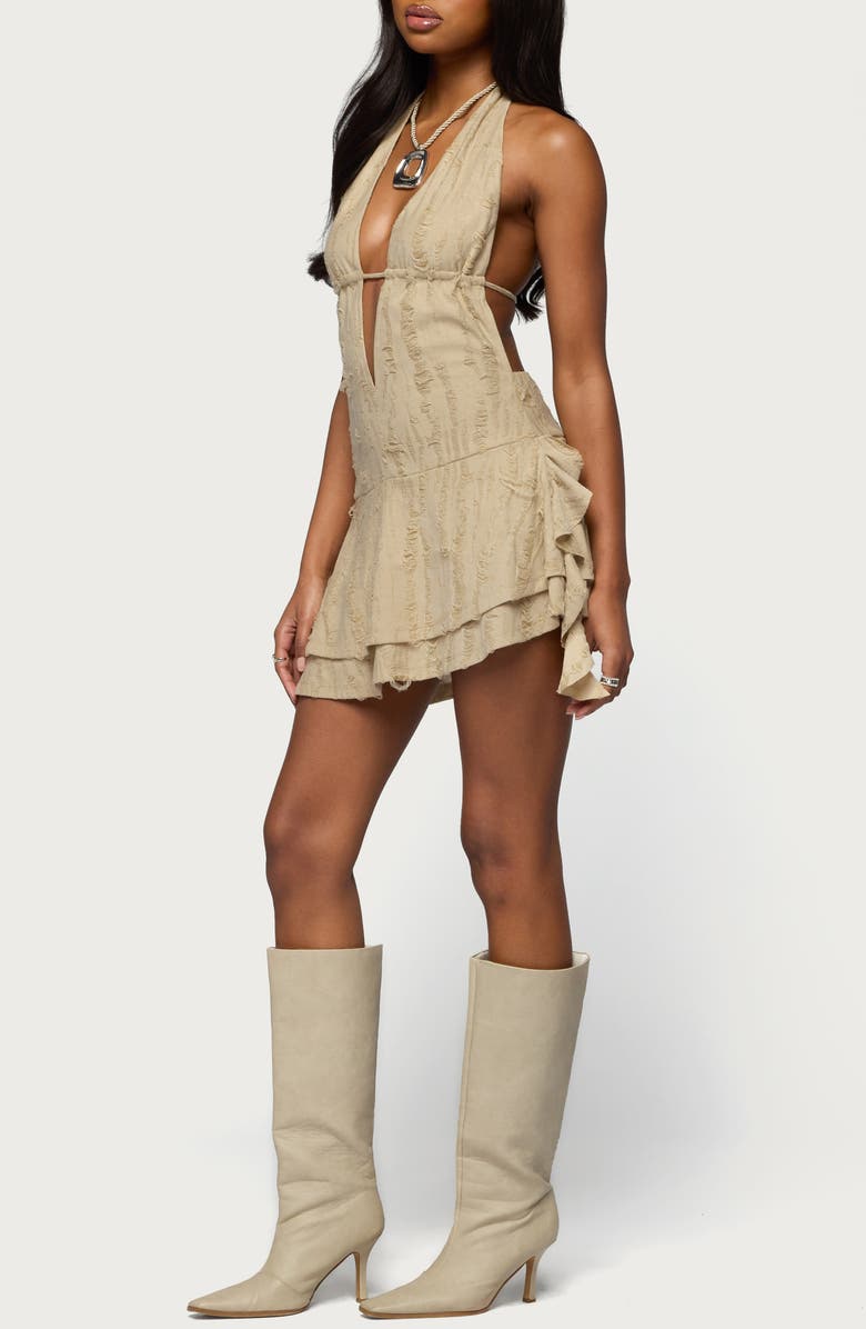 EDIKTED Distressed Halter Minidress, Alternate, color,