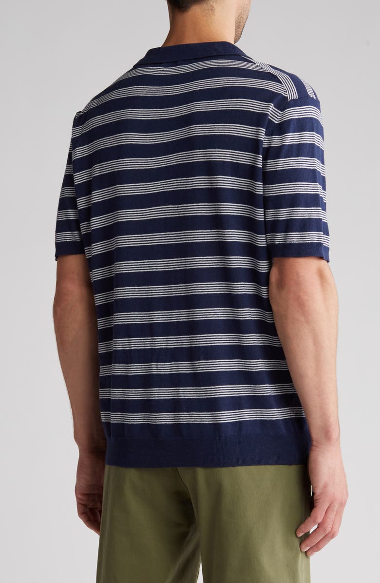 Slate & Stone Stripe Cotton & Linen Polo Sweater, Alternate, color,