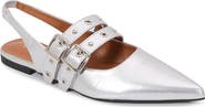 BERNESS Fabiola Double Buckle Pointed Toe Slingback Flat