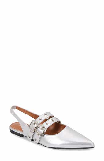 BERNESS Fabiola Double Buckle Pointed Toe Slingback Flat