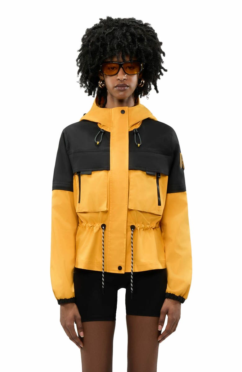 Alpenhaus Women's Marmande Short Windbreaker with Removable Sleeves and Branded Extendable Hood, Main, color, Solar Yellow