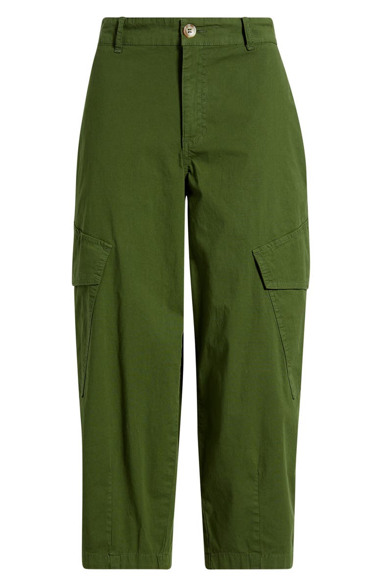 CITY BLUES High Waist Crop Barrel Leg Cargo Pants, Alternate, color, Pine