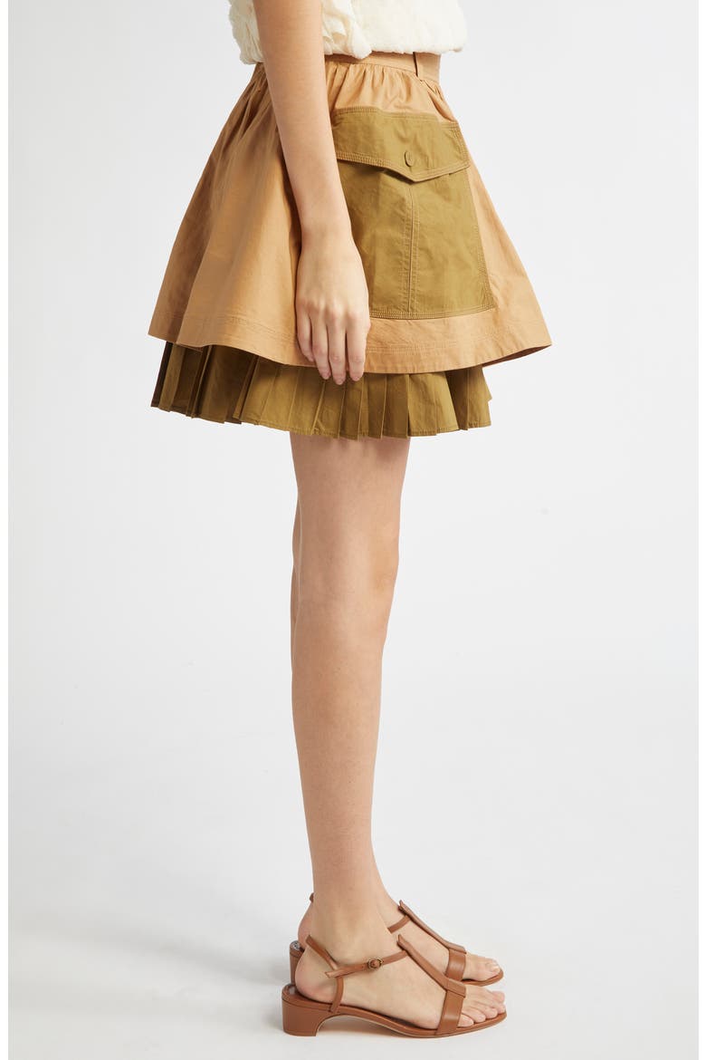 Jacqueline Colorblock Tiered Cotton Miniskirt, Alternate, color, SAHARA COLOR BLOCK
