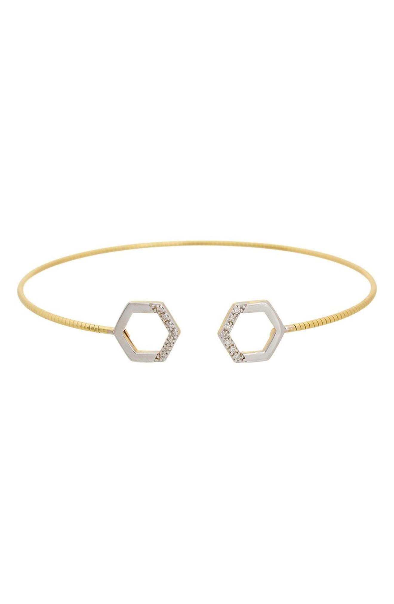 Diamond Hexagon Cuff Bangle