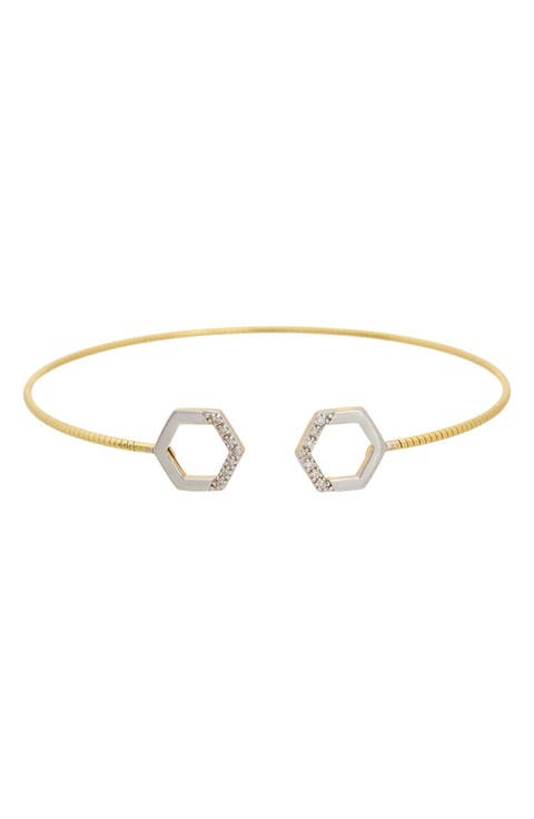 Diamond Hexagon Cuff Bangle