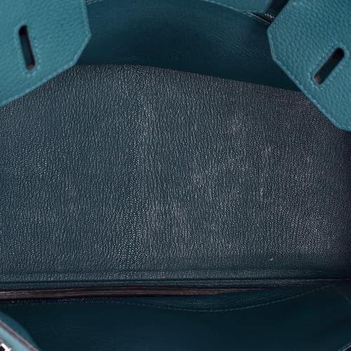 Pre-owned Hermes Hermes Birkin Handbag Green Togo With Palladium Hardware 25 In Blue