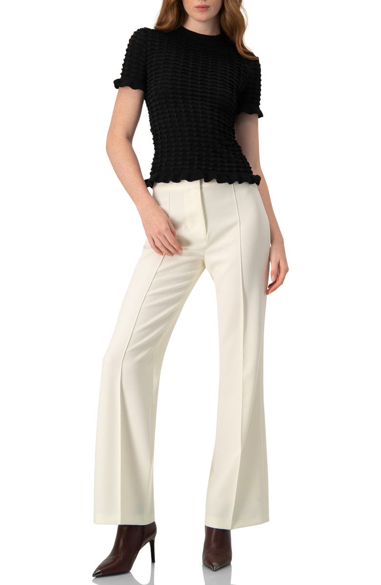 IVONNE Knitted Short Sleeve Blouse, Alternate, color, Black