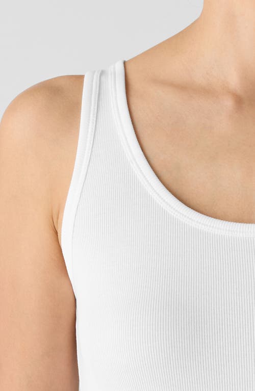 Eileen Fisher Slim Fit Scoop Neck Stretch Cotton Tank In White