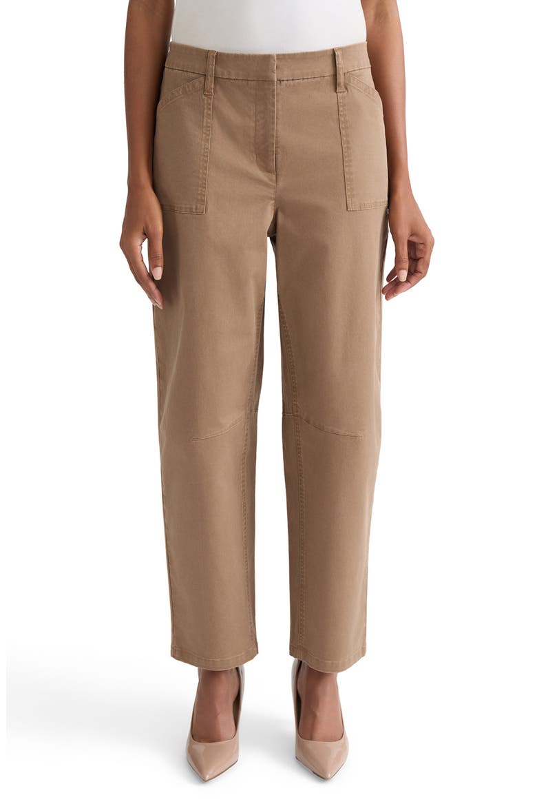 Patch Pocket Barrel Leg Pants, Main, color, DEEP MAPLE