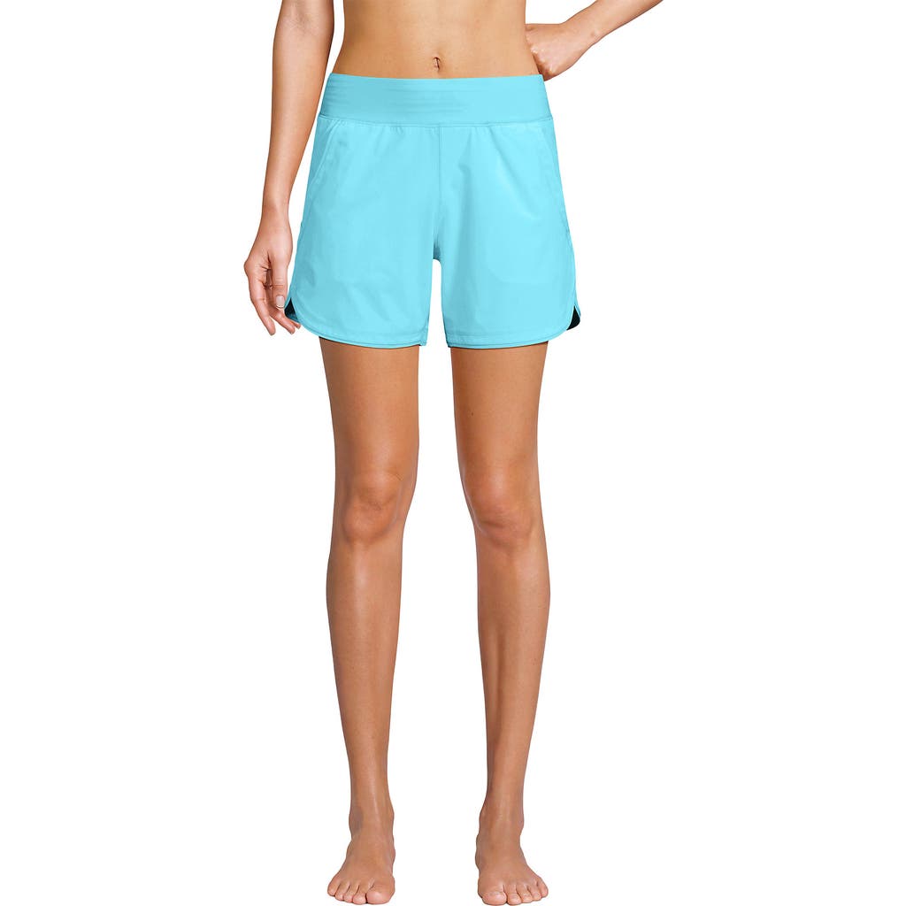 LANDS' END LANDS' END 5" QUICK DRY ELASTIC WAIST BOARD SHORTS SWIM COVER-UP SHORTS WITH PANTY