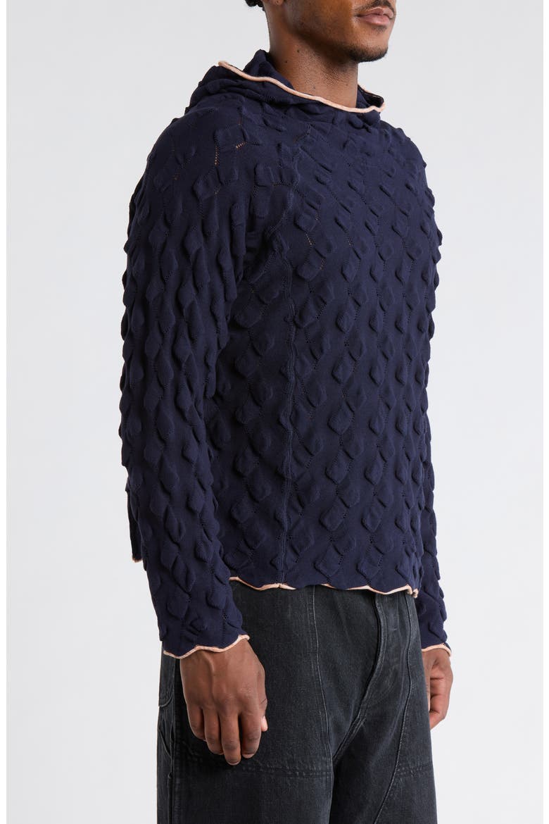 Bubble Knit Hoodie, Alternate, color, MIDNIGHT BLUE