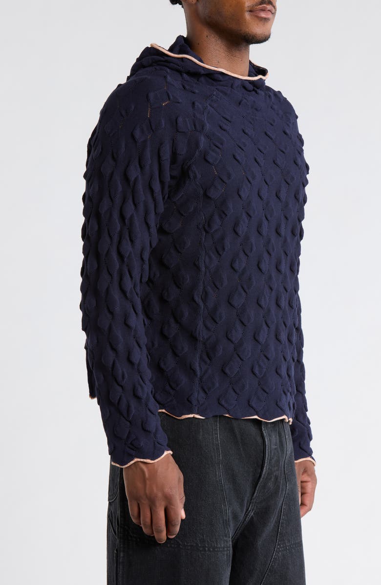 Brain Dead Bubble Knit Hoodie, Alternate, color, Midnight Blue