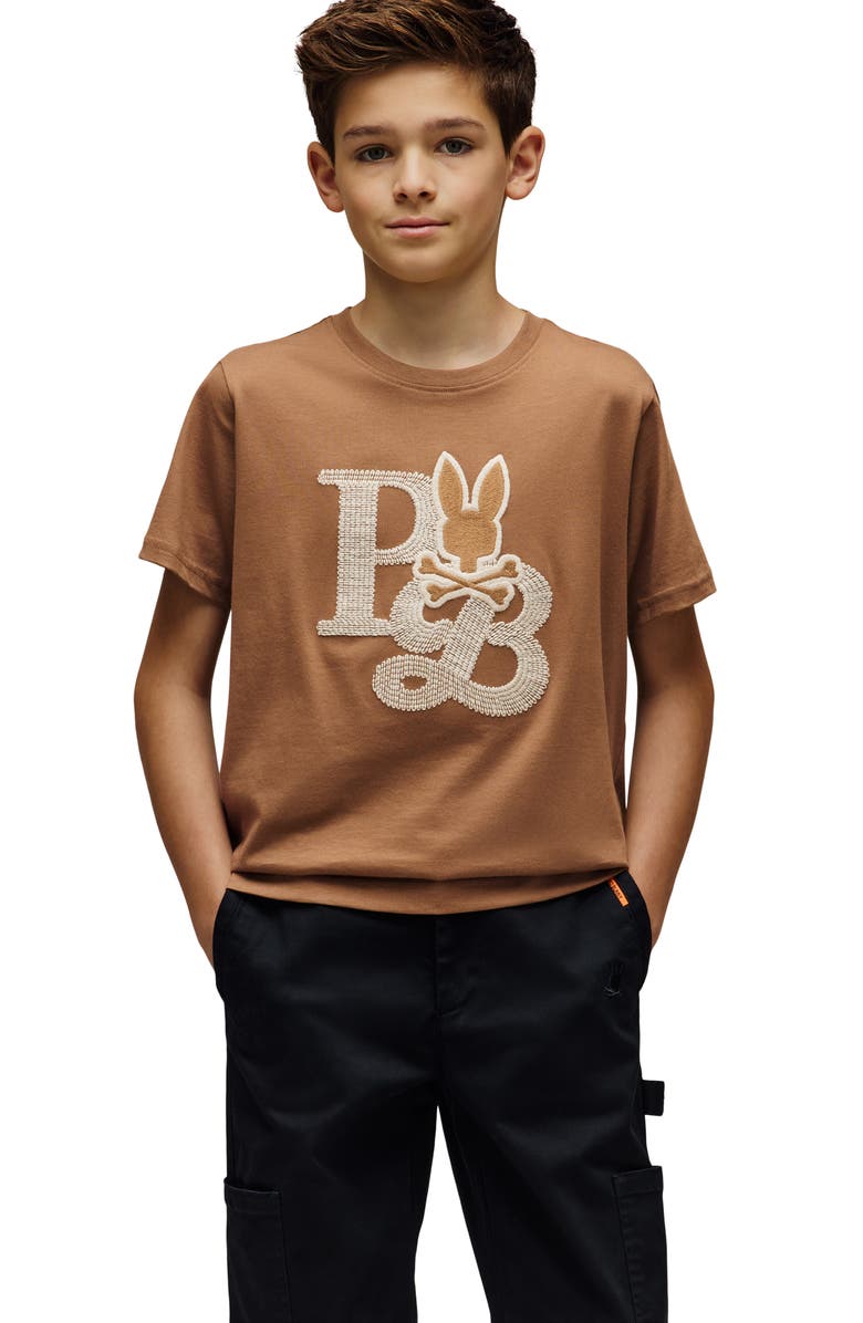 Psycho Bunny Kids' Caine Embroidered T-Shirt, Alternate, color, Toasted Coconut