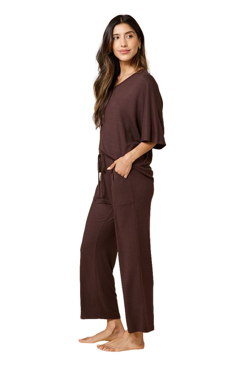 Dream Jersey Relaxed V-Neck with Capri Lounge Set, Alternate, color, Espresso