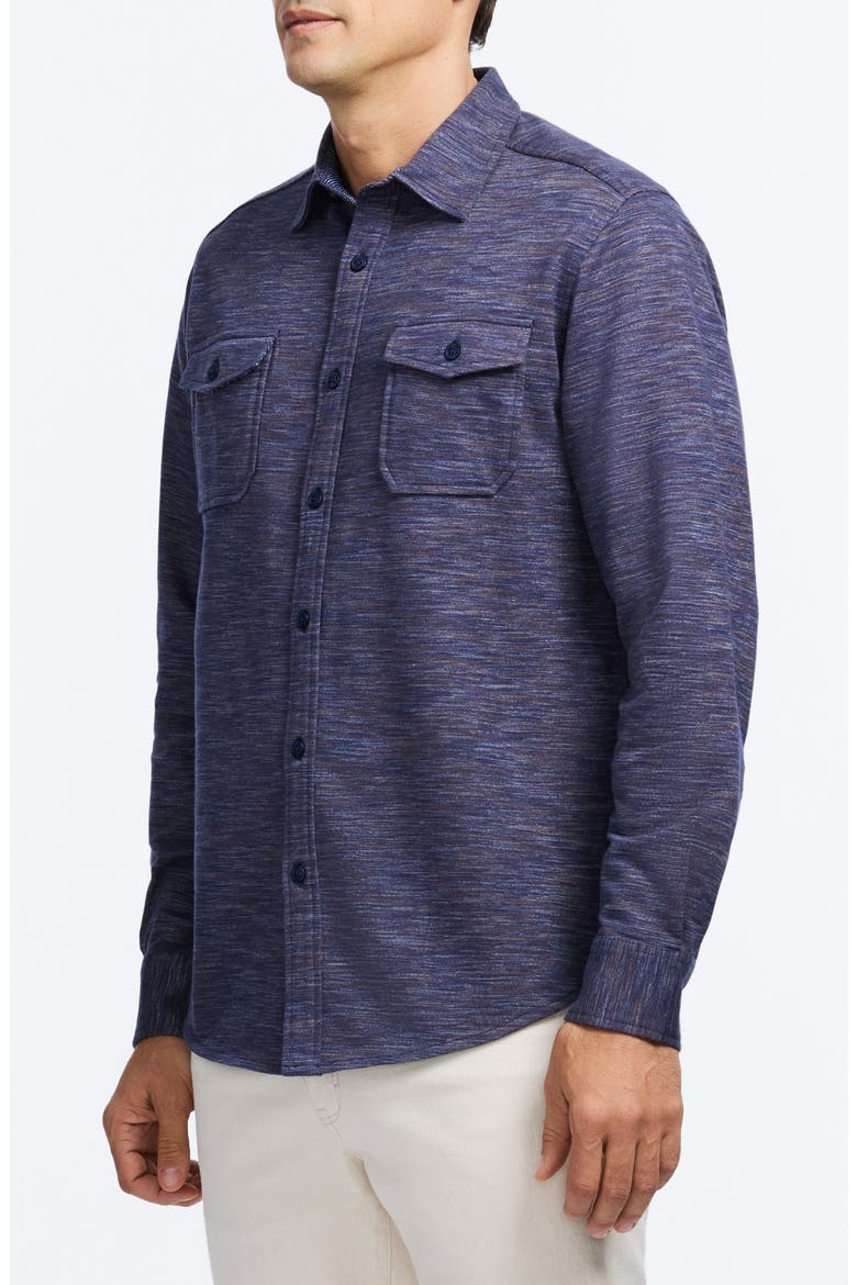 Storrs Space Dye Knit Cotton Blend Button-Up Shirt, Alternate, color, NAVY